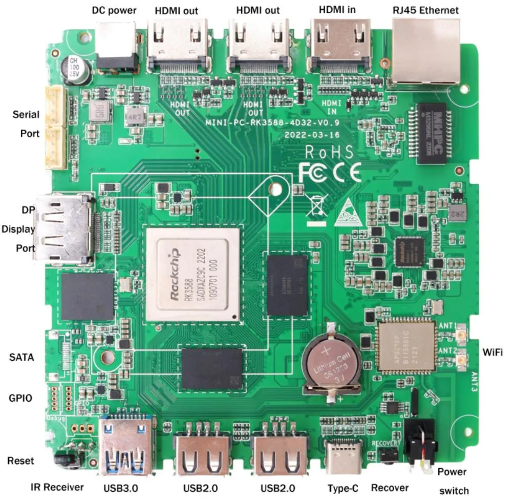 R58 Mini PCBA Board 8K Ultra HD Media Player, Edge Computing PC, IPTV 8g Lpddr4X 64G Emmc